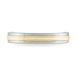 Histoire d'Or Alliance 1 Anneau Raye Ruban Plat Or Bicolore