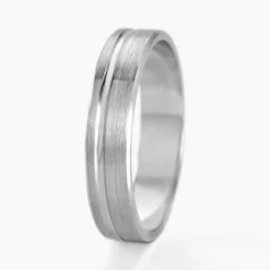 Histoire d'Or Alliance Abygail Ruban Plat Argent Blanc