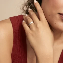 Alliance Aelyne Ruban Plat Argent Blanc-Histoire d'Or Sale