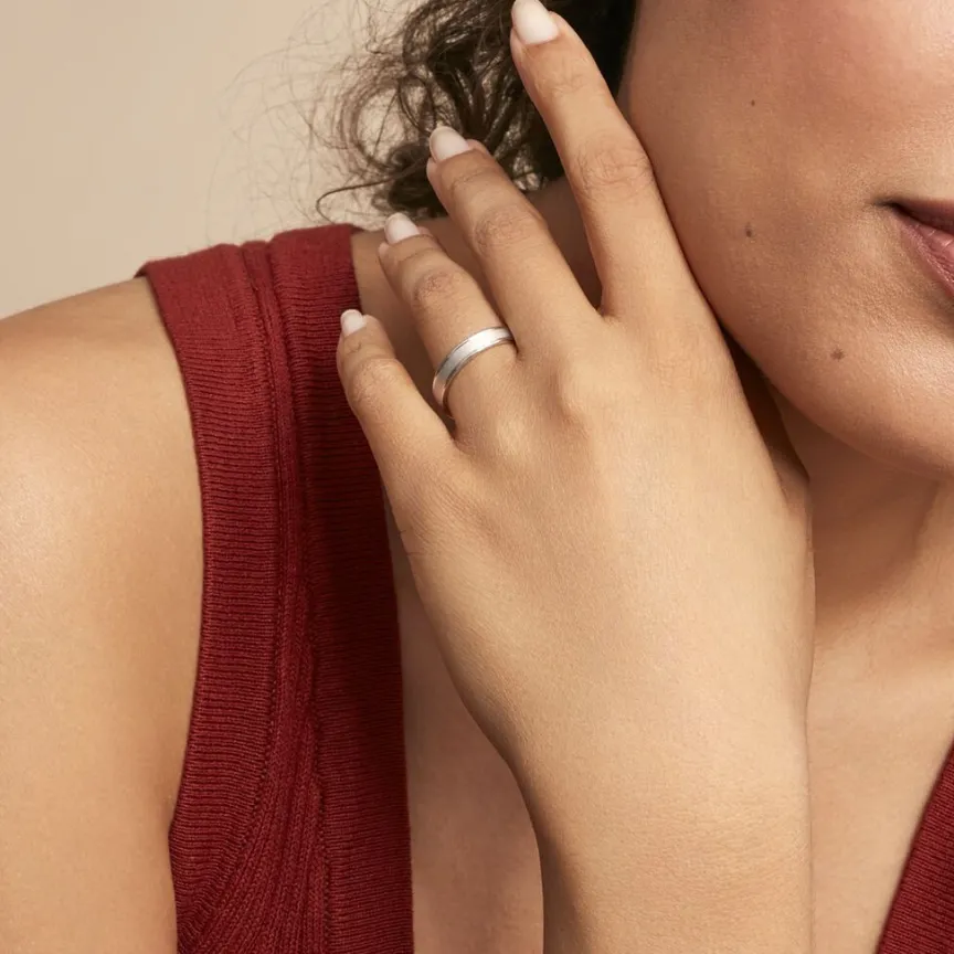 Alliance Aelyne Ruban Plat Argent Blanc-Histoire d'Or Sale