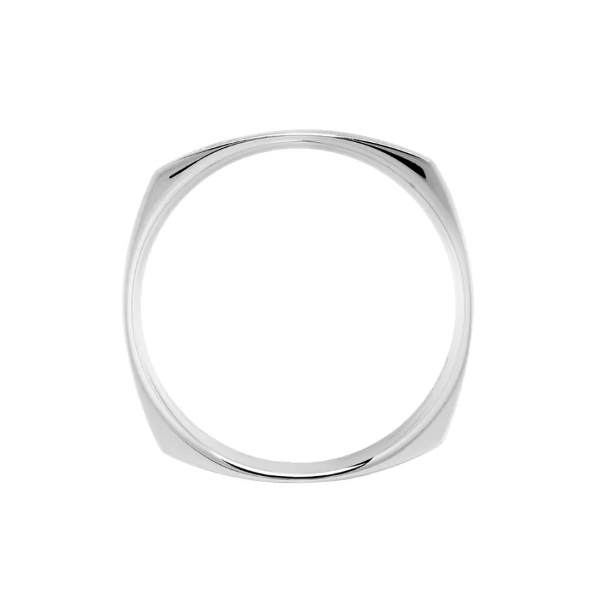 Alliance Carree Brossee Or Blanc Diamant-Histoire d'Or New