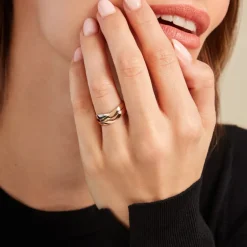 Alliance Entrelacee Ruban Plat Or Tricolore-Histoire d'Or Online