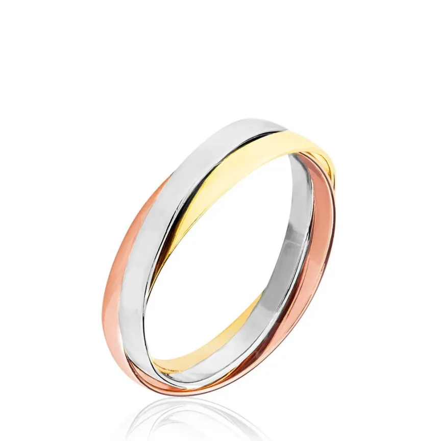 Alliance Entrelacee Ruban Plat Or Tricolore-Histoire d'Or New