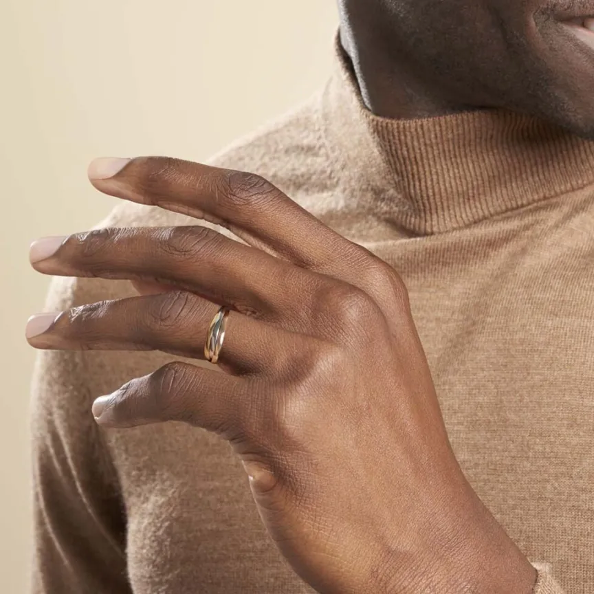 Alliance Entrelacee Ruban Plat Or Tricolore-Histoire d'Or New