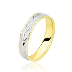 Alliance Epi Fantaisie Ruban Plat Or Bicolore-Histoire d'Or Online