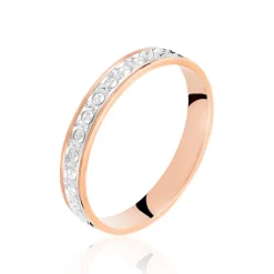 Alliance Fantaisie Diamantee Ruban Plat Or Bicolore-Histoire d'Or Clearance