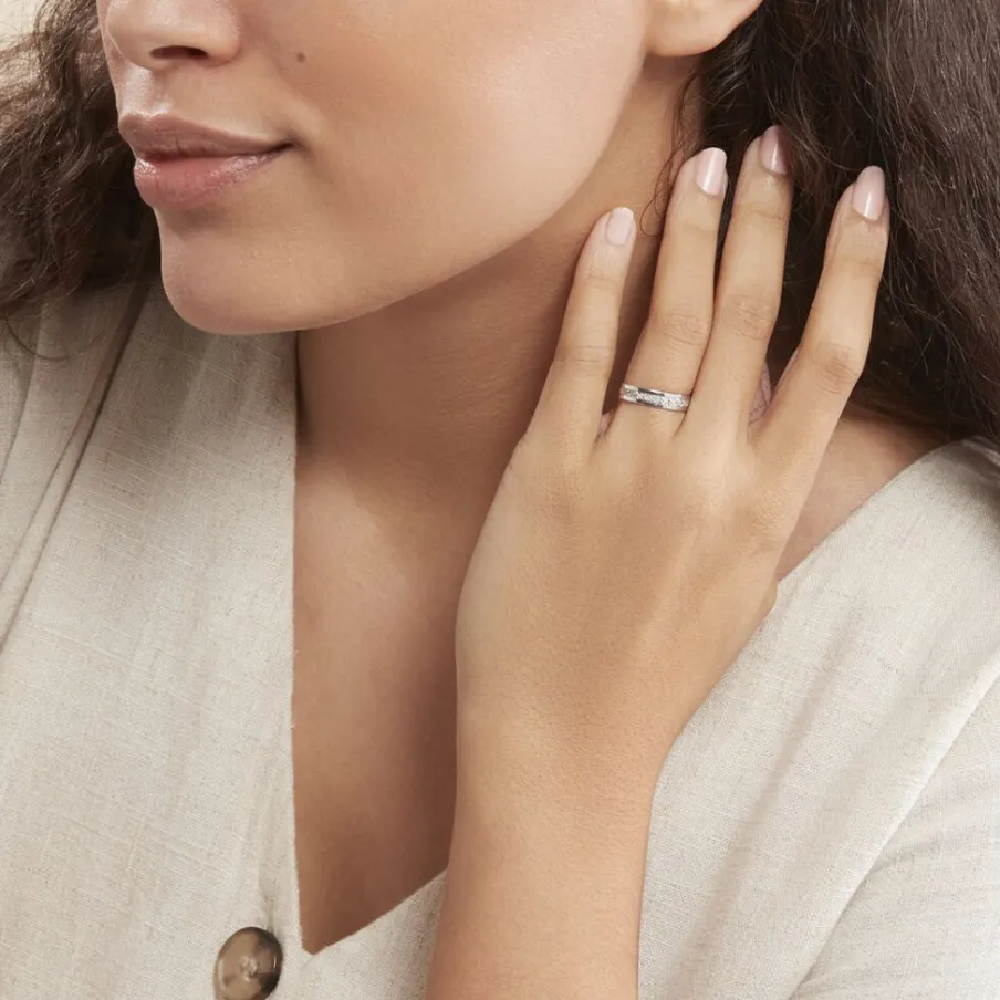 Histoire d'Or Alliance Fantaisie Diamantee Ruban Plat