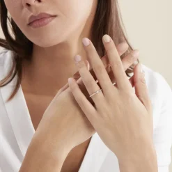 Alliance Grain De Folie Diamantee Ruban Plat Or Bicolore-Histoire d'Or Outlet