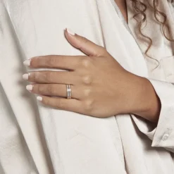 Alliance Grain De Folie Diamantee Ruban Plat Or Bicolore-Histoire d'Or