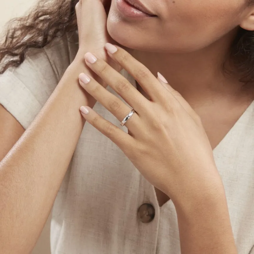 Alliance Harmonie Demi Jonc Classique Or Blanc-Histoire d'Or New