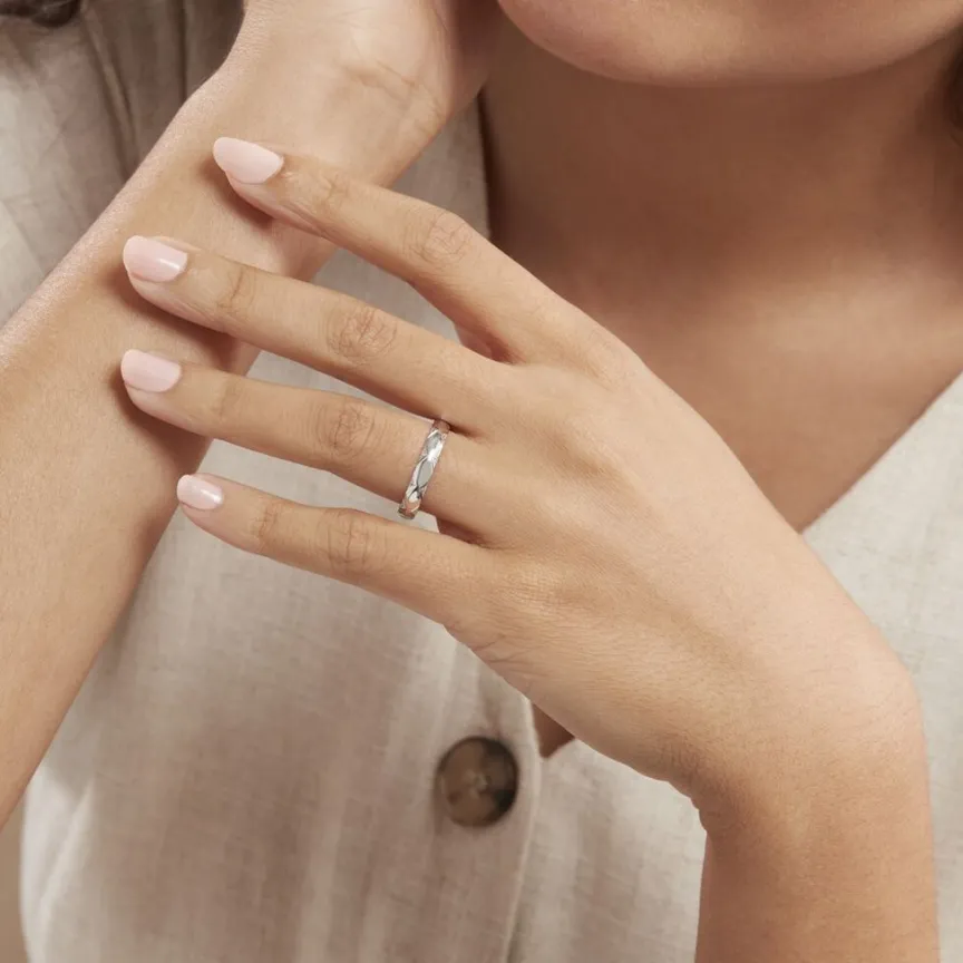 Alliance Harmonie Demi Jonc Classique Or Blanc-Histoire d'Or New