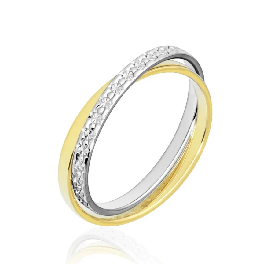 Alliance Hermana Ruban Plat Or Bicolore-Histoire d'Or New