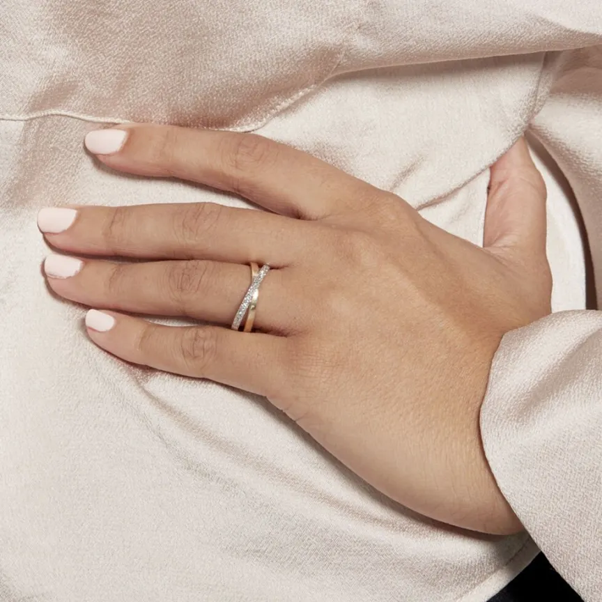 Alliance Hermana Ruban Plat Or Bicolore-Histoire d'Or New