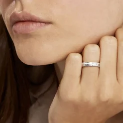Alliance Ketly Ruban Plat Argent Blanc-Histoire d'Or New