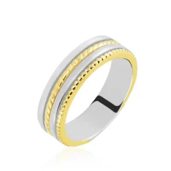 Alliance Leandro Ruban Argent Bicolore-Histoire d'Or Clearance