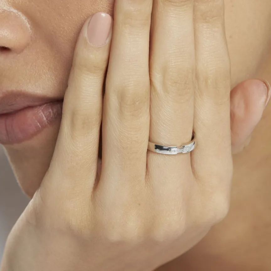 Alliance Magali Ruban Plat Or Blanc-Histoire d'Or Hot