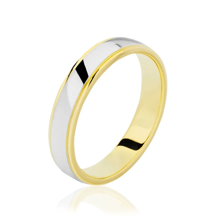 Alliance Miroir Ruban Plat Or Bicolore-Histoire d'Or