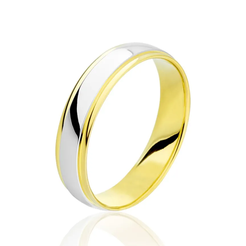 Alliance Miroir Ruban Plat Or Bicolore-Histoire d'Or Best