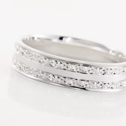 Alliance Satine Diamantee Ruban Plat Or Blanc-Histoire d'Or Discount