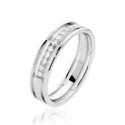 Histoire d'Or Alliance Serti Grains Ajoures