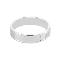 Alliance Trephine Ruban Plat Argent Blanc-Histoire d'Or Clearance