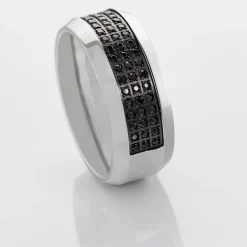 Bague Acier Blanc Tdeg Oxydes De Zirconium-Histoire d'Or Hot