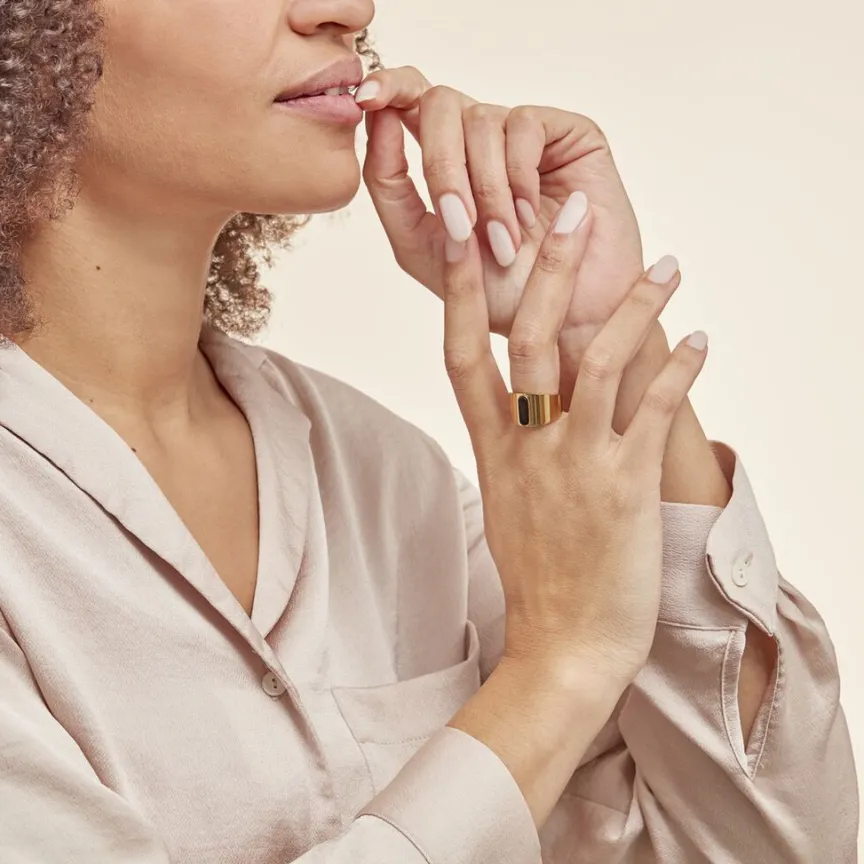 Bague Acier Doré Volcanus Agate-Histoire d'Or Outlet