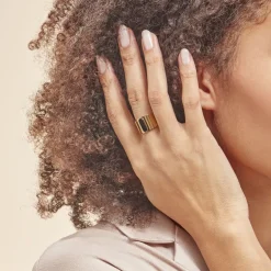 Bague Acier Doré Volcanus Agate-Histoire d'Or Outlet