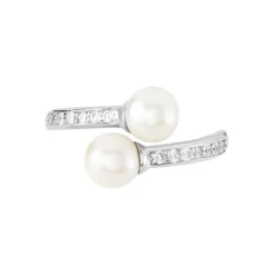 Bague Ajustable Argent Blanc Jeronimo Perle Oxydes De Zirconium-Histoire d'Or Online