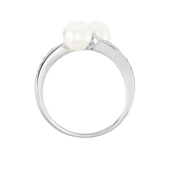 Bague Ajustable Argent Blanc Jeronimo Perle Oxydes De Zirconium-Histoire d'Or Online