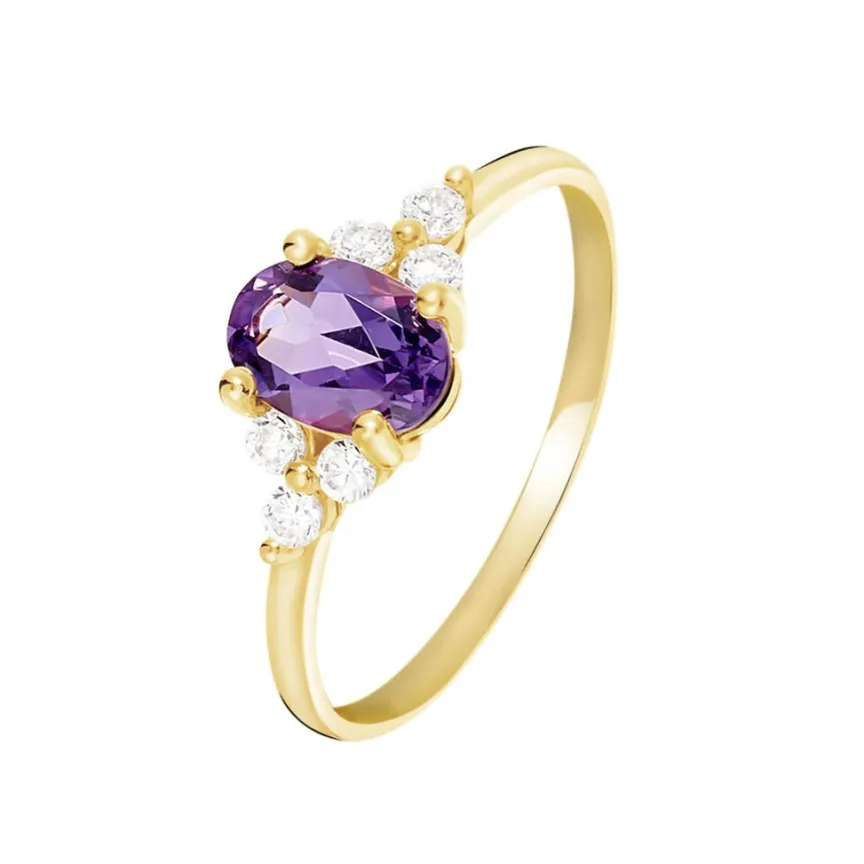 Bague Anaid Or Jaune Amethyste Et Oxyde De Zirconium-Histoire d'Or Discount