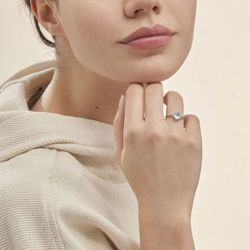 Bague Andreani Or Blanc Topaze Et Oxyde De Zirconium-Histoire d'Or Online