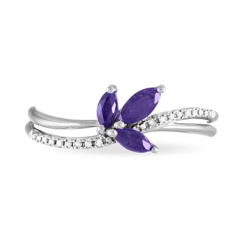 Bague Angie Or Blanc Amethyste Et Diamant-Histoire d'Or Outlet