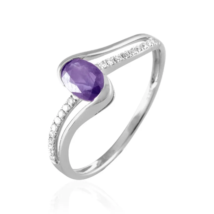 Bague Anja Or Blanc Amethyste Et Diamant-Histoire d'Or