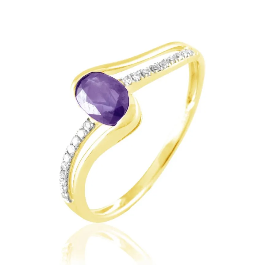 Bague Anja Or Jaune Amethyste Et Diamant-Histoire d'Or New