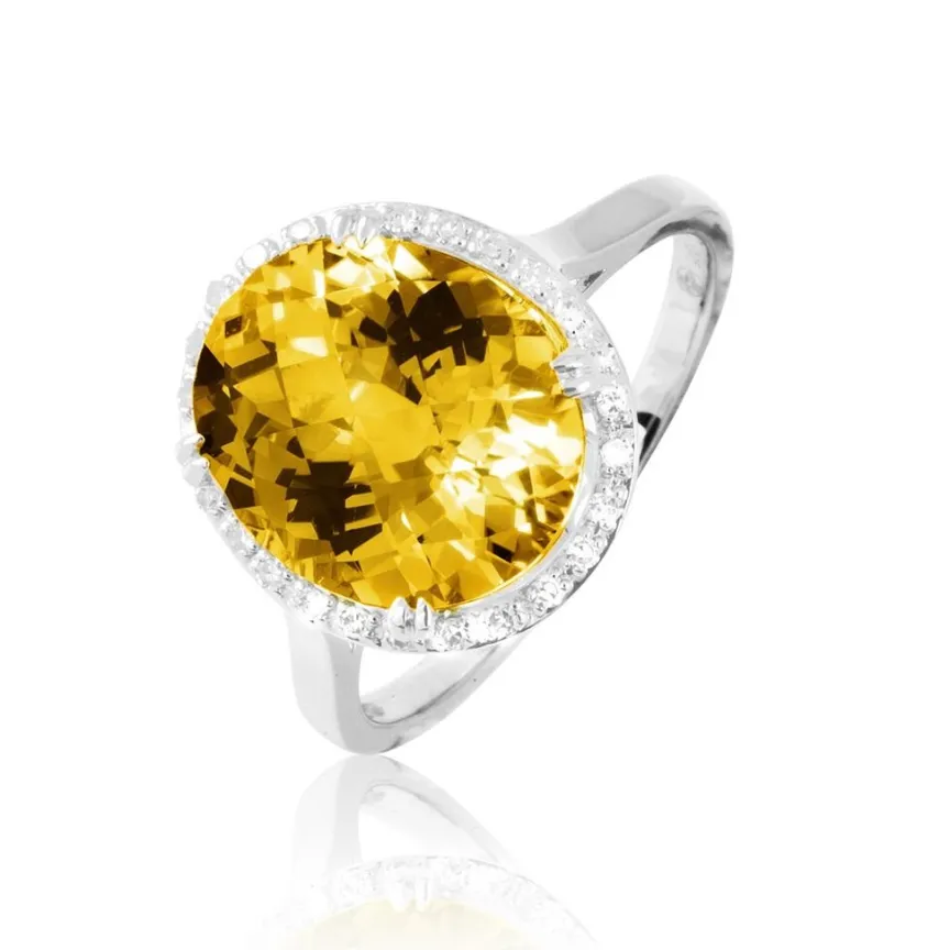 Bague Anna Or Blanc Citrine Et Diamant-Histoire d'Or Discount