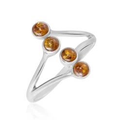 Bague Argent Blanc Accorus Ambre-Histoire d'Or Clearance