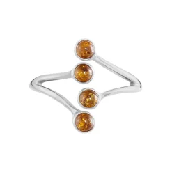 Bague Argent Blanc Accorus Ambre-Histoire d'Or Clearance