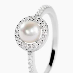 Bague Argent Blanc Suada Perle De Culture Oxyde De Zirconium-Histoire d'Or Discount