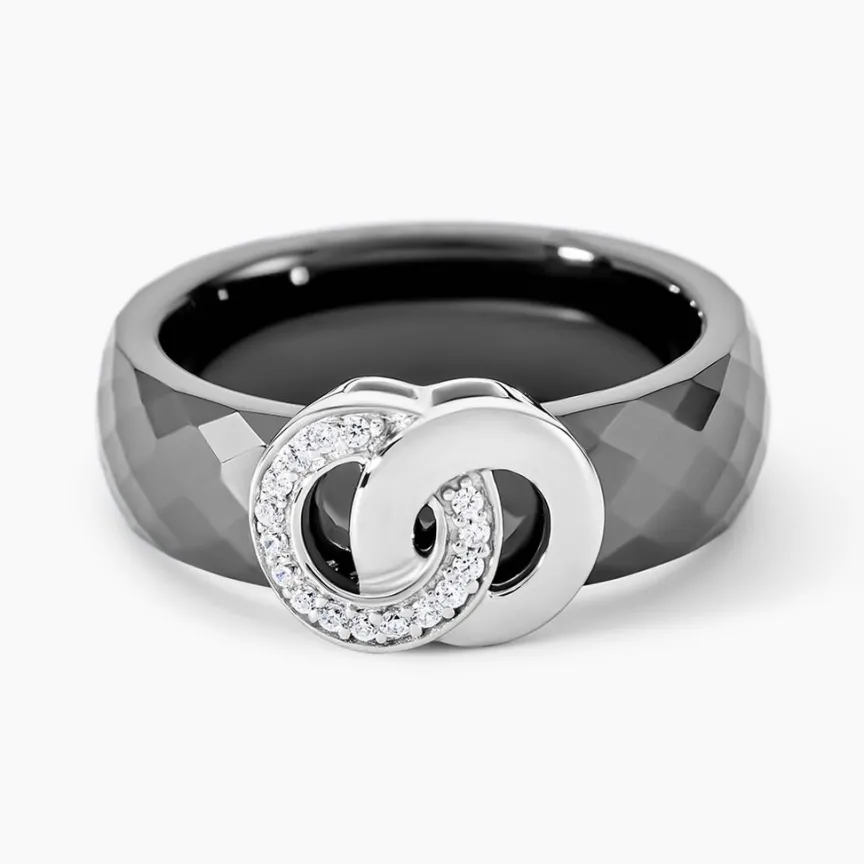 Bague Argent Blanc Valérie Oxyde De Zirconium Et Céramique-Histoire d'Or Discount