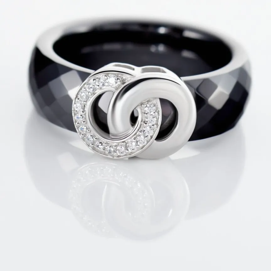 Bague Argent Blanc Valérie Oxyde De Zirconium Et Céramique-Histoire d'Or Discount