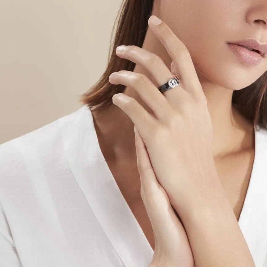 Bague Argent Blanc Valérie Oxyde De Zirconium Et Céramique-Histoire d'Or Discount