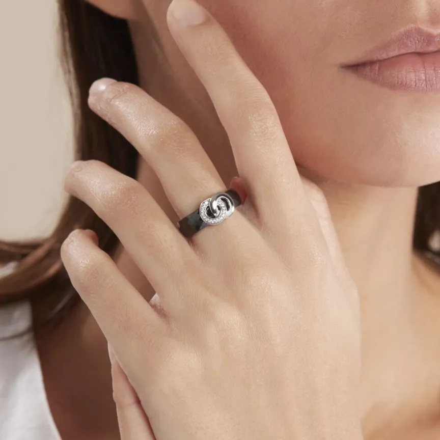 Bague Argent Blanc Valérie Oxyde De Zirconium Et Céramique-Histoire d'Or Discount