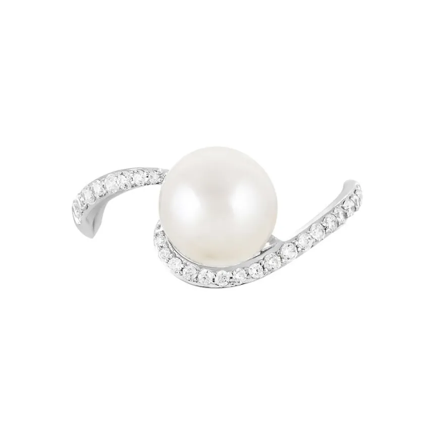 Bague Aricie Or Blanc Oxyde De Zirconium Et Perle De Culture-Histoire d'Or Outlet