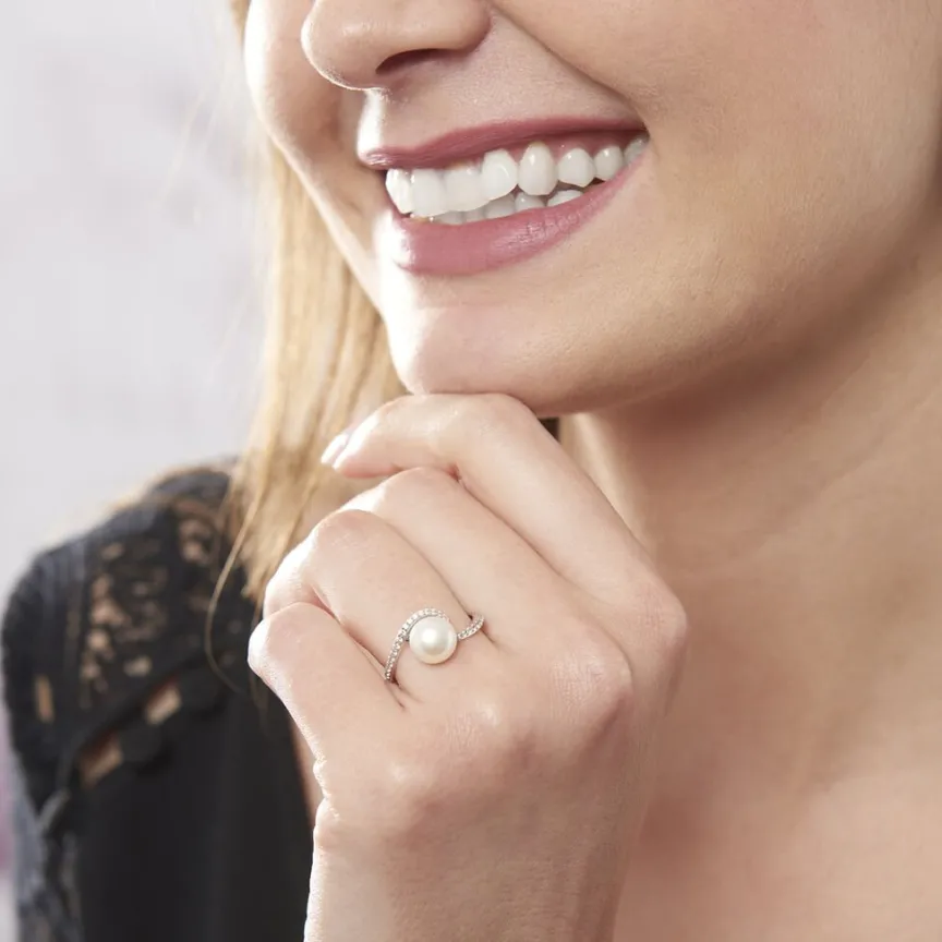 Bague Aricie Or Blanc Oxyde De Zirconium Et Perle De Culture-Histoire d'Or Outlet