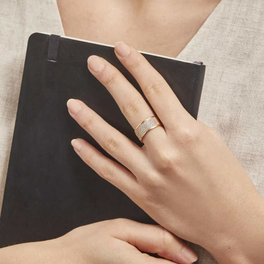 Bague Banda Or Jaune Oxyde De Zirconium-Histoire d'Or Sale