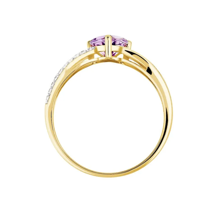 Bague Bertille Or Jaune Amethyste Et Oxyde De Zirconium-Histoire d'Or