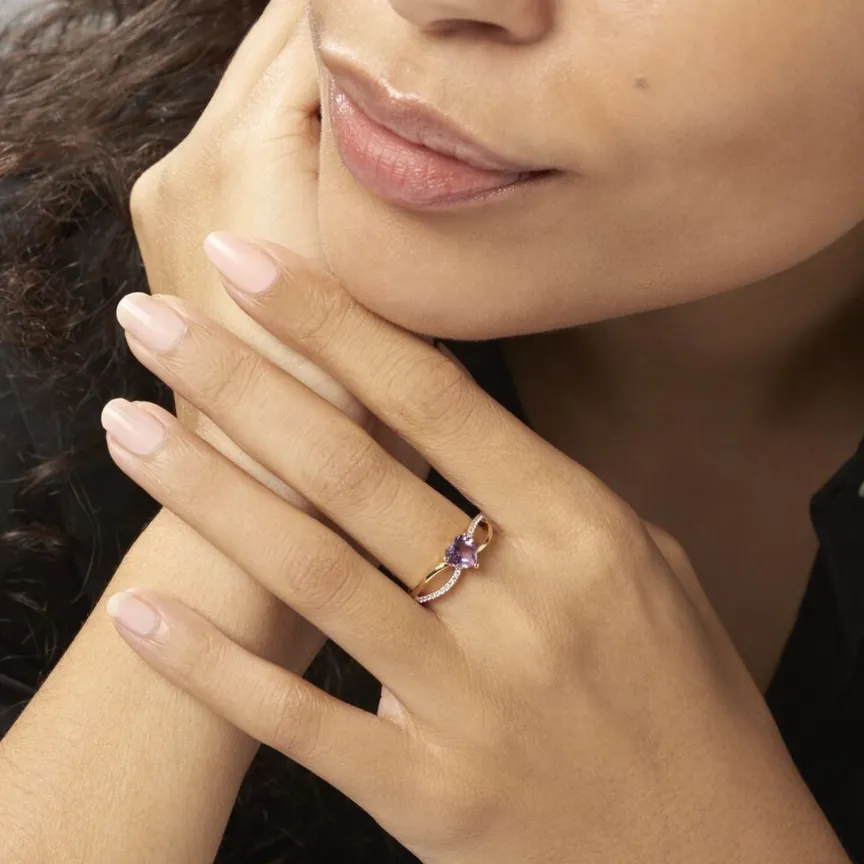 Bague Bertille Or Jaune Amethyste Et Oxyde De Zirconium-Histoire d'Or