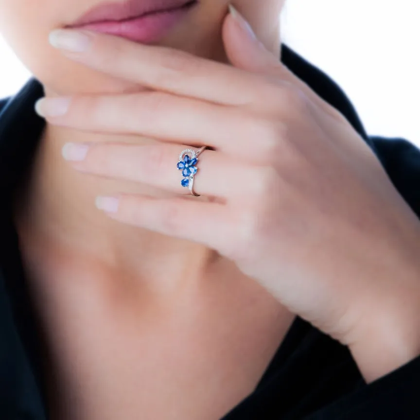 Bague Bouquet Or Blanc Saphir Et Diamant-Histoire d'Or Best