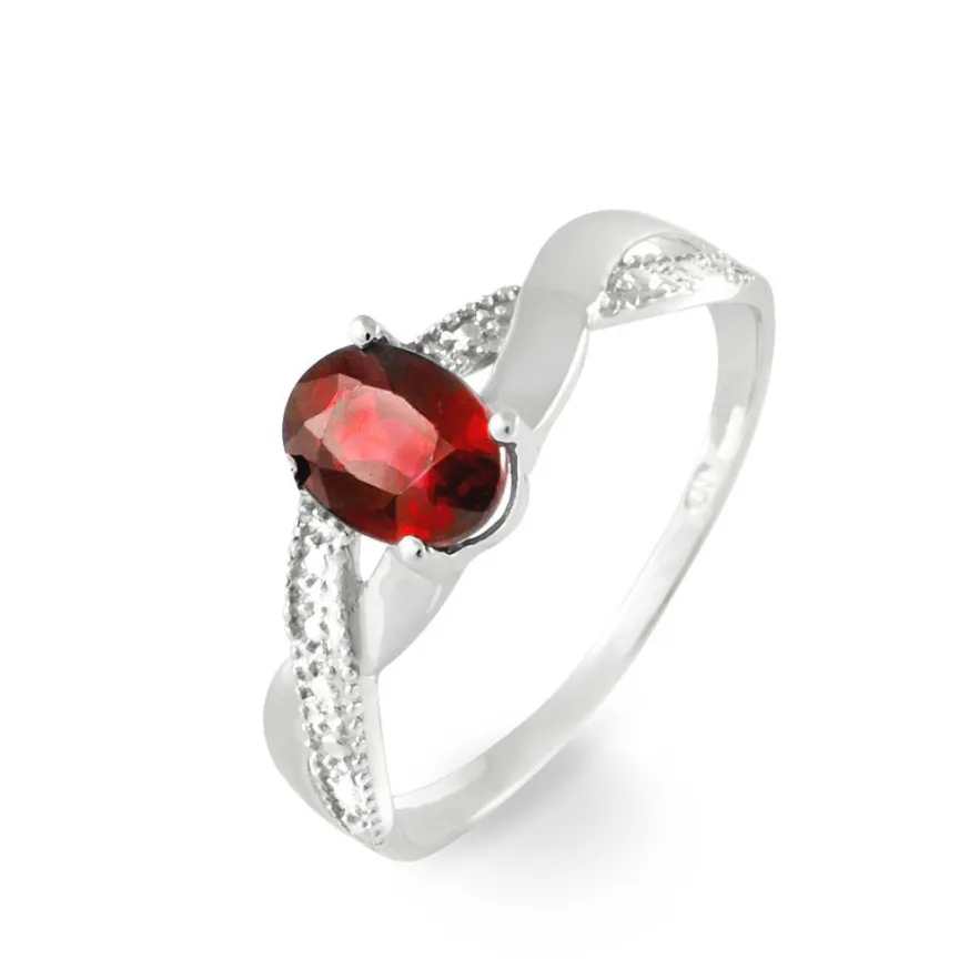 Bague Candice Or Blanc Grenat-Histoire d'Or Discount